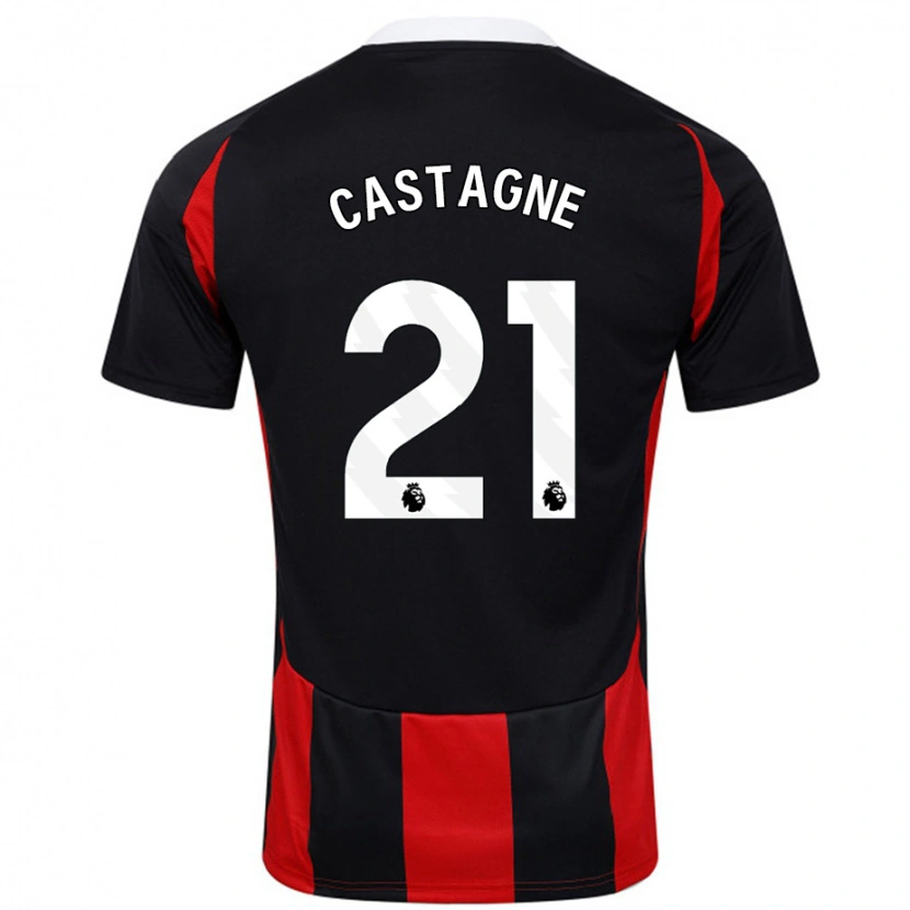 Danxen Hombre Camiseta Timothy Castagne #21 Negro Rojo 2ª Equipación 2024/25 La Camisa México