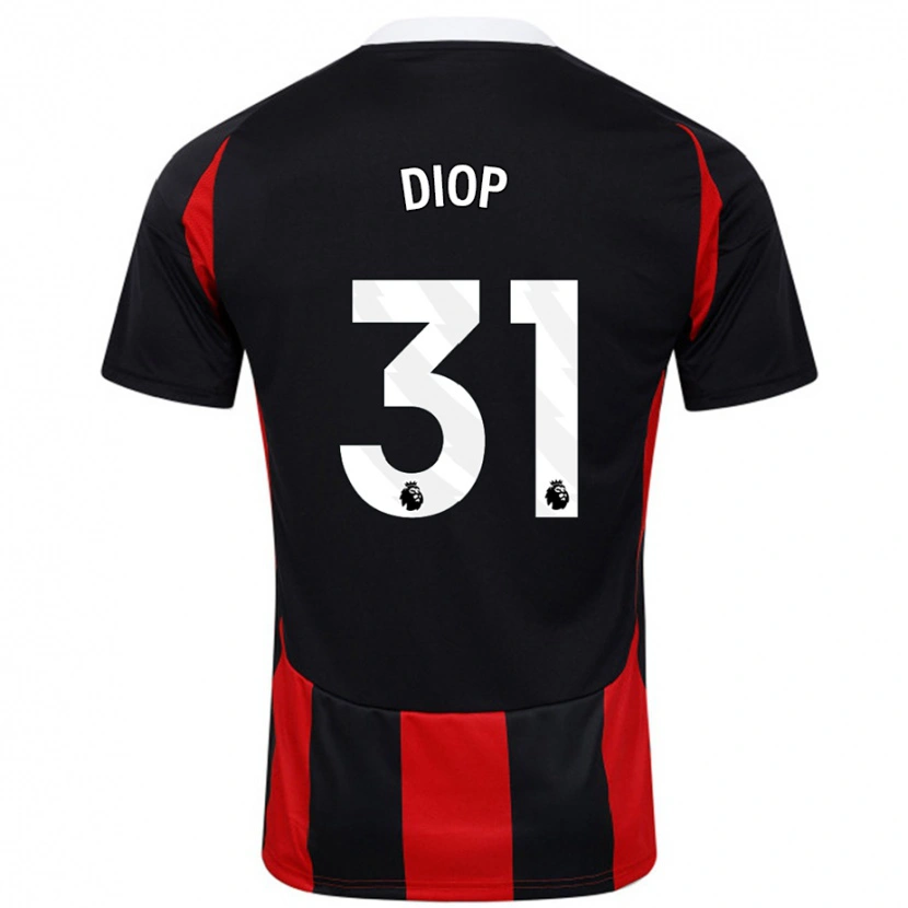 Danxen Hombre Camiseta Issa Diop #31 Negro Rojo 2ª Equipación 2024/25 La Camisa México