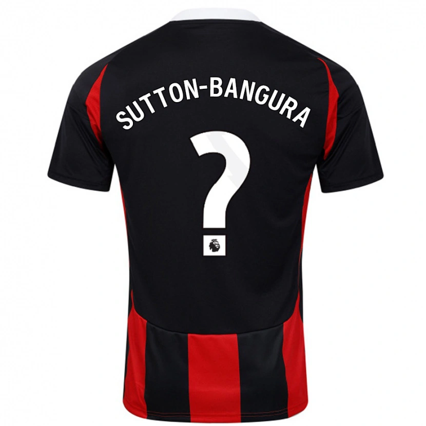 Danxen Hombre Camiseta William Sutton-Bangura #0 Negro Rojo 2ª Equipación 2024/25 La Camisa México