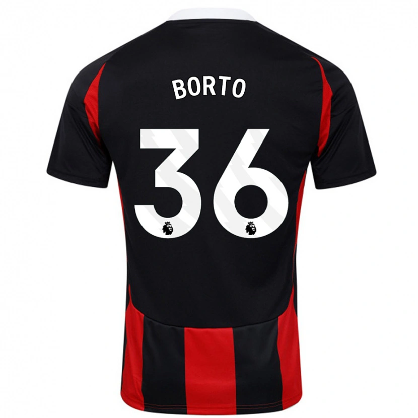 Danxen Hombre Camiseta Alex Borto #36 Negro Rojo 2ª Equipación 2024/25 La Camisa México