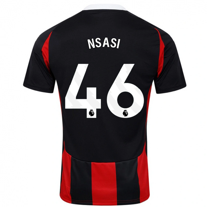 Danxen Hombre Camiseta Eddie Nsasi #46 Negro Rojo 2ª Equipación 2024/25 La Camisa México