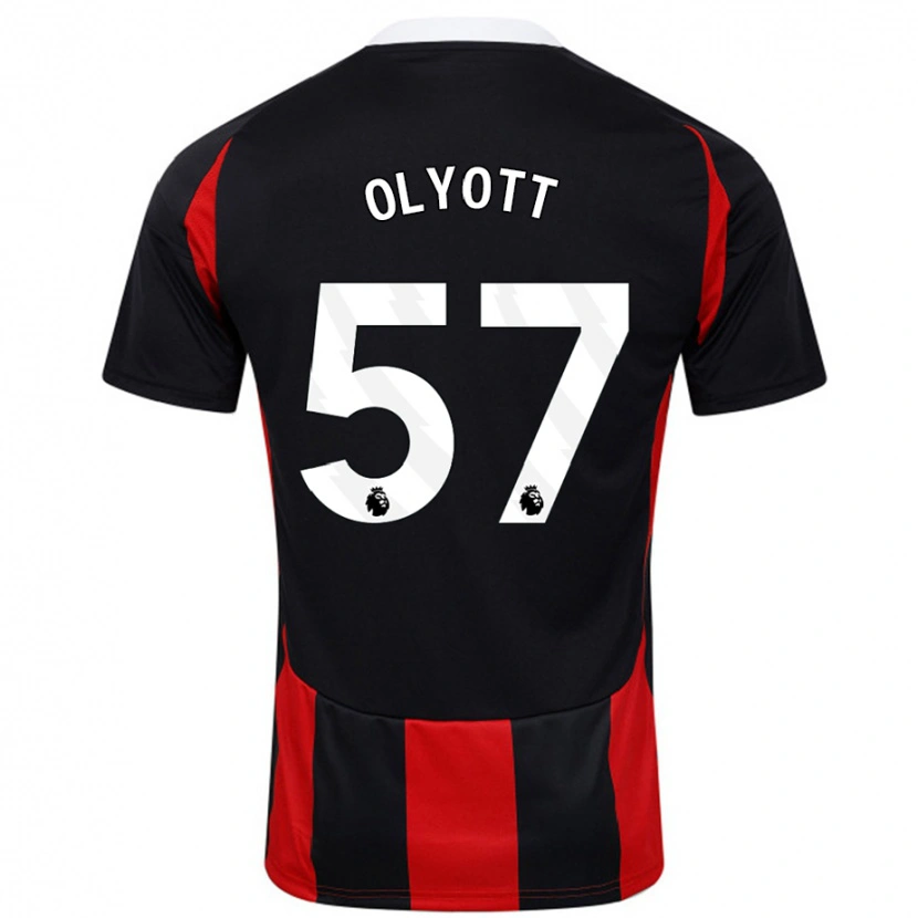 Danxen Hombre Camiseta Tom Olyott #57 Negro Rojo 2ª Equipación 2024/25 La Camisa México