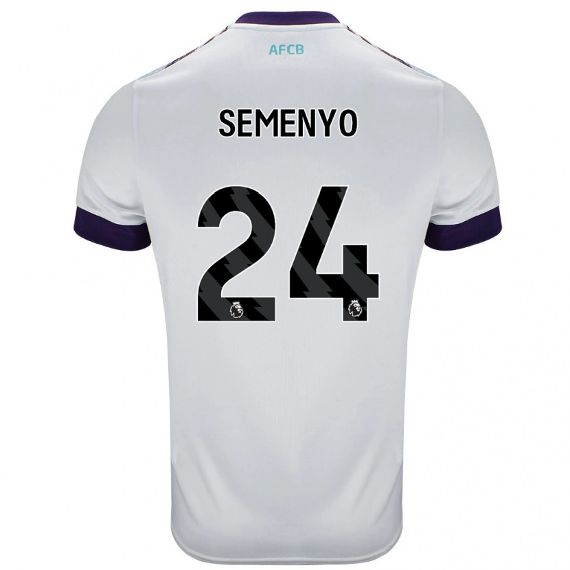 Danxen Hombre Camiseta Antoine Semenyo #24 Blanco Verde Púrpura 2ª Equipación 2024/25 La Camisa México