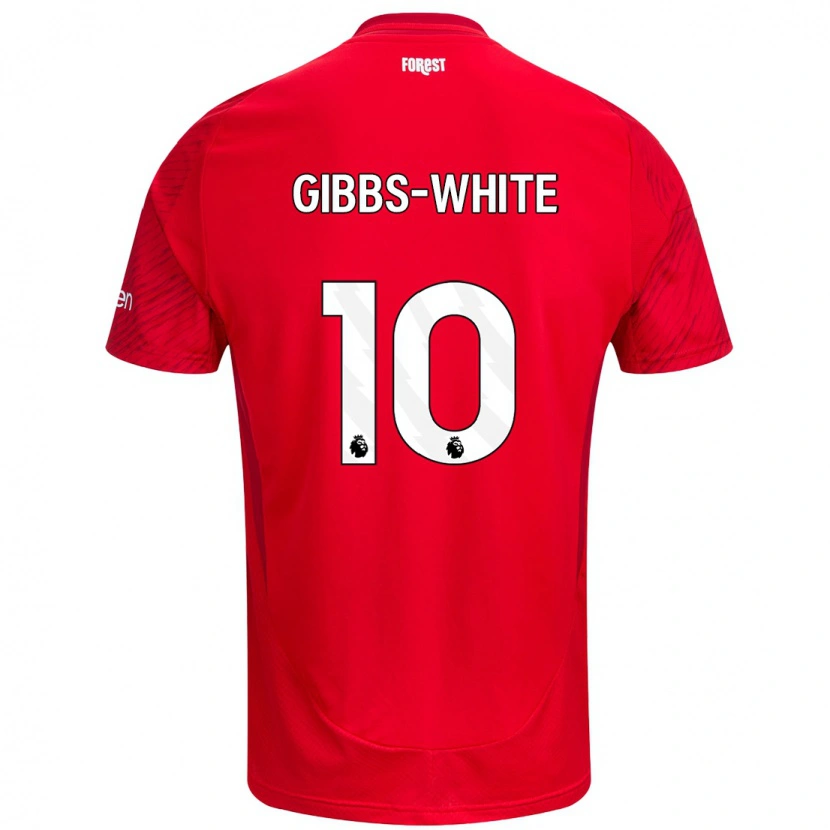 Danxen Mujer Camiseta Morgan Gibbs-White #10 Rojo Blanco 1ª Equipación 2024/25 La Camisa México