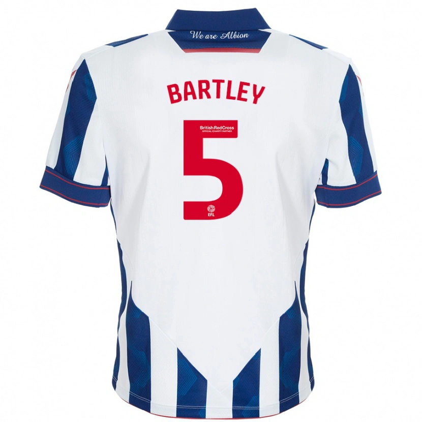 Danxen Mujer Camiseta Kyle Bartley #5 Blanco Azul Oscuro 1ª Equipación 2024/25 La Camisa México