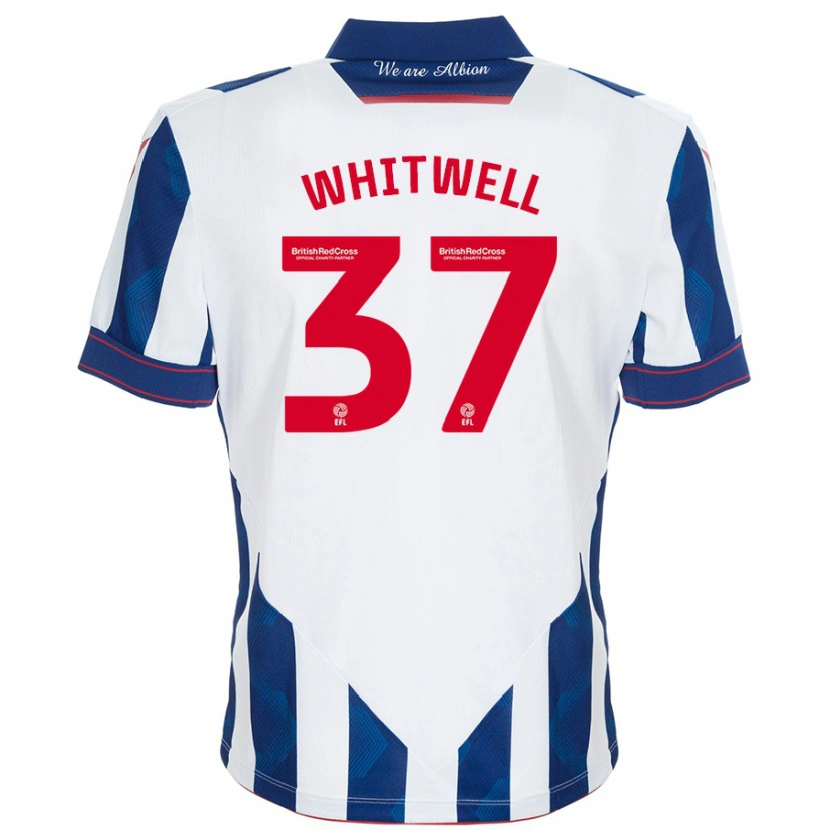 Danxen Mujer Camiseta Harry Whitwell #37 Blanco Azul Oscuro 1ª Equipación 2024/25 La Camisa México