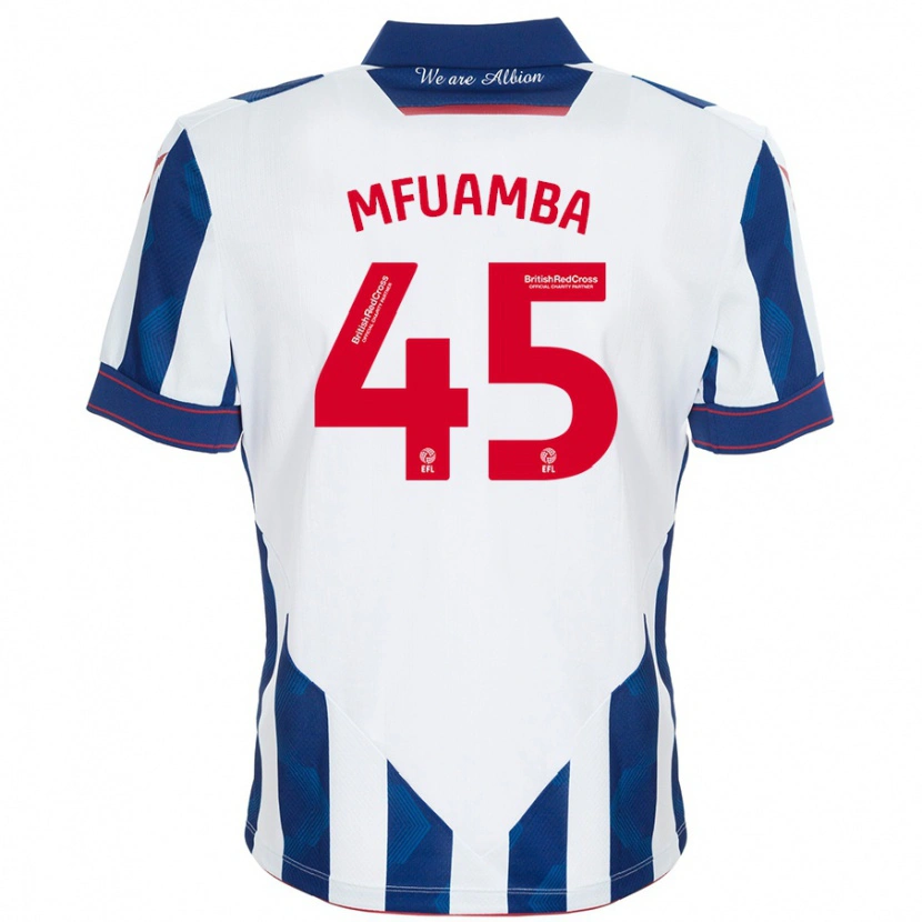 Danxen Mujer Camiseta Kevin Mfuamba #45 Blanco Azul Oscuro 1ª Equipación 2024/25 La Camisa México