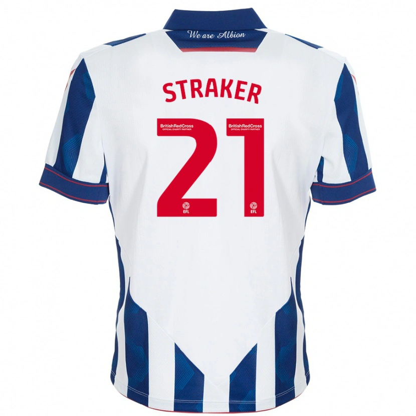 Danxen Mujer Camiseta Jannelle Straker #21 Blanco Azul Oscuro 1ª Equipación 2024/25 La Camisa México