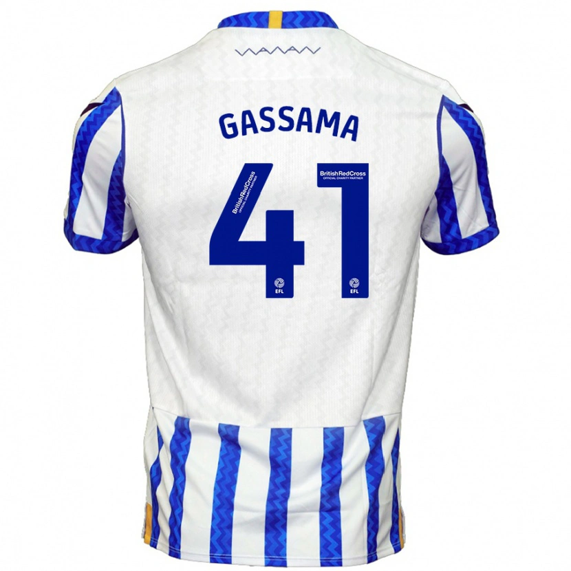 Danxen Mujer Camiseta Djeidi Gassama #41 Azul Blanco 1ª Equipación 2024/25 La Camisa México