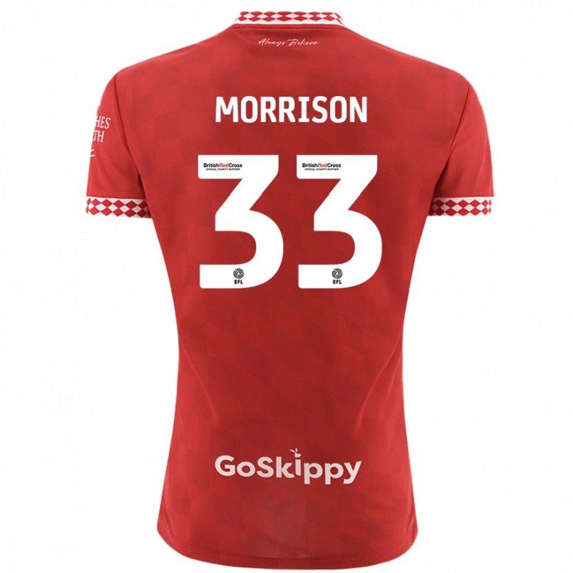 Danxen Mujer Camiseta Elijah Morrison #33 Rojo 1ª Equipación 2024/25 La Camisa México