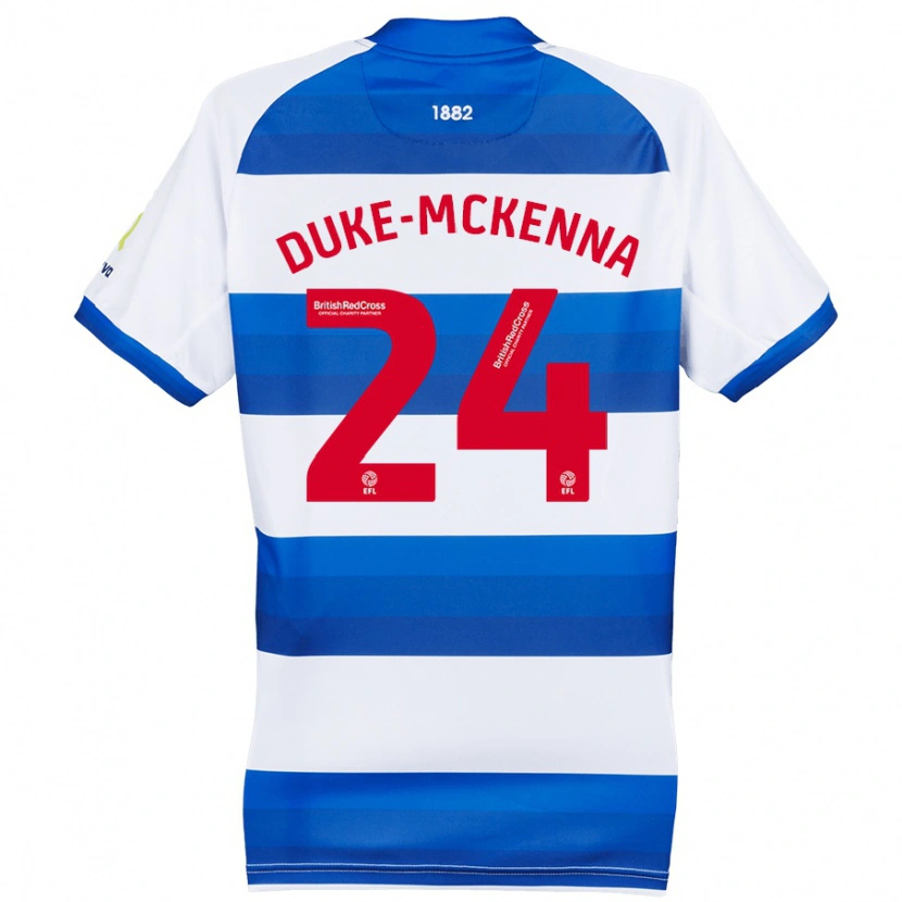 Danxen Mujer Camiseta Stephen Duke-Mckenna #24 Blanco Azul 1ª Equipación 2024/25 La Camisa México