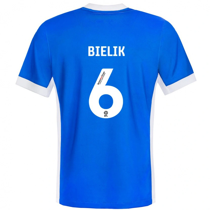 Danxen Mujer Camiseta Krystian Bielik #6 Azul Blanco 1ª Equipación 2024/25 La Camisa México