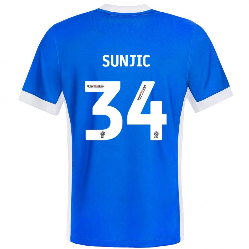 Danxen Mujer Camiseta Ivan Sunjic #34 Azul Blanco 1ª Equipación 2024/25 La Camisa México
