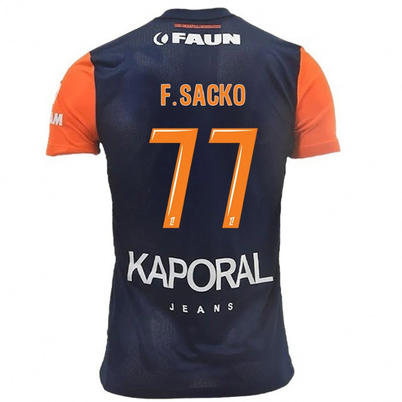 Danxen Mujer Camiseta Falaye Sacko #77 Azul Marino Naranja 1ª Equipación 2024/25 La Camisa México