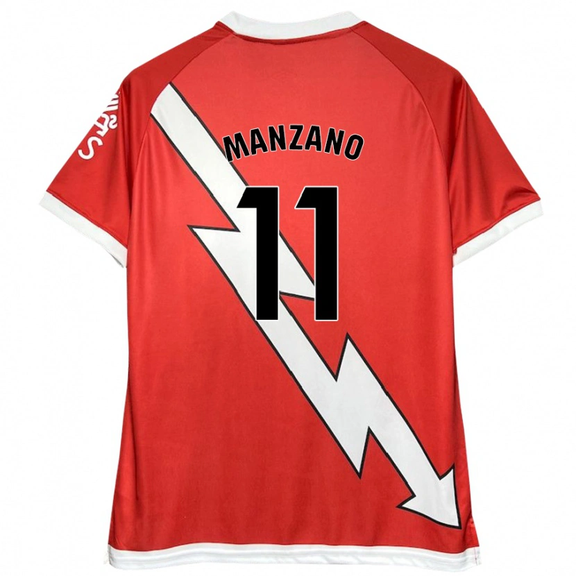Danxen Mujer Camiseta Sergio Manzano #11 Blanco Rojo 1ª Equipación 2024/25 La Camisa México