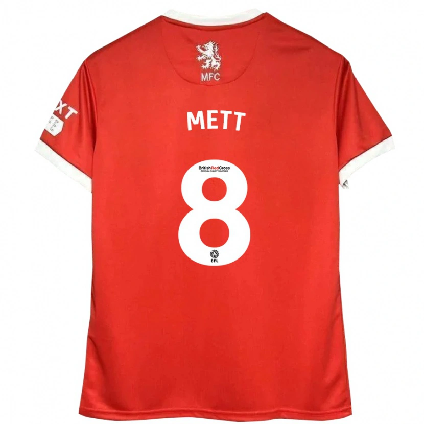 Danxen Mujer Camiseta Jessica Mett #8 Rojo Blanco 1ª Equipación 2024/25 La Camisa México