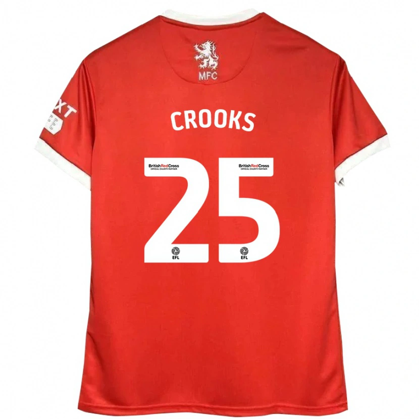 Danxen Mujer Camiseta Matt Crooks #25 Rojo Blanco 1ª Equipación 2024/25 La Camisa México