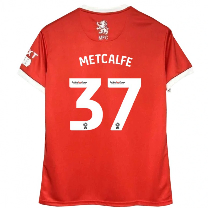 Danxen Mujer Camiseta Max Metcalfe #37 Rojo Blanco 1ª Equipación 2024/25 La Camisa México