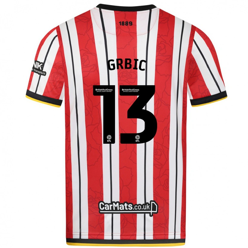 Danxen Mujer Camiseta Ivo Grbic #13 Rojo Blanco Rayas 1ª Equipación 2024/25 La Camisa México