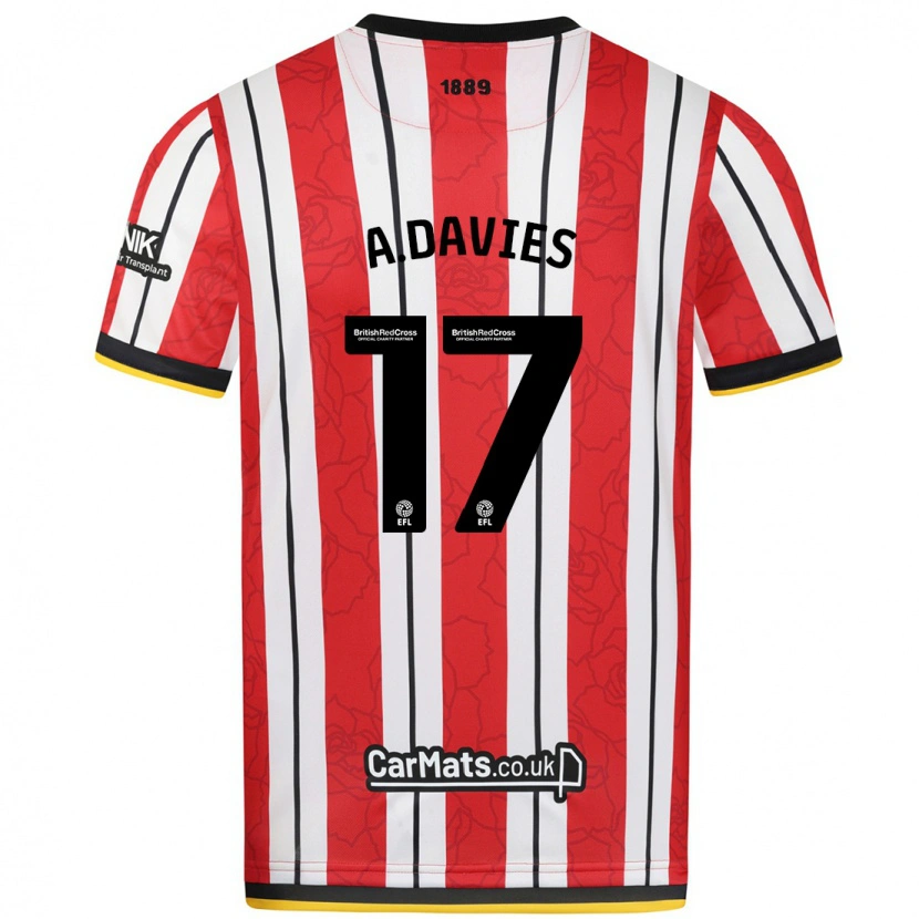 Danxen Mujer Camiseta Adam Davies #17 Rojo Blanco Rayas 1ª Equipación 2024/25 La Camisa México