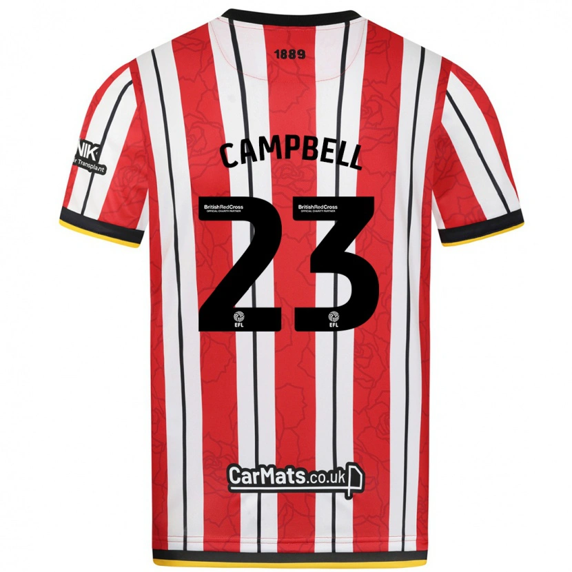 Danxen Mujer Camiseta Tyrese Campbell #23 Rojo Blanco Rayas 1ª Equipación 2024/25 La Camisa México