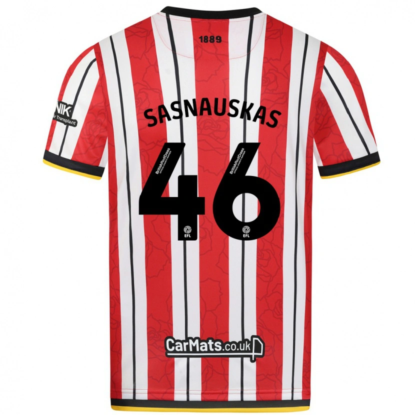 Danxen Mujer Camiseta Dovydas Sasnauskas #46 Rojo Blanco Rayas 1ª Equipación 2024/25 La Camisa México