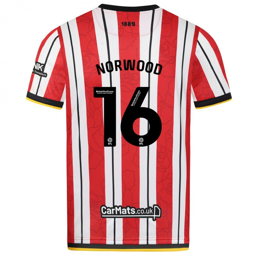 Danxen Mujer Camiseta Oliver Norwood #16 Rojo Blanco Rayas 1ª Equipación 2024/25 La Camisa México