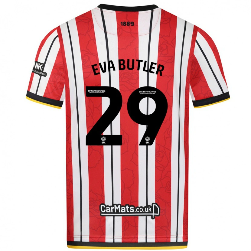 Danxen Mujer Camiseta Eva Butler #29 Rojo Blanco Rayas 1ª Equipación 2024/25 La Camisa México