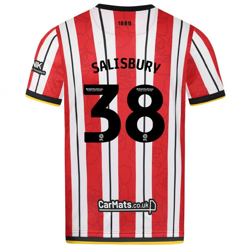 Danxen Mujer Camiseta Chloe Salisbury #38 Rojo Blanco Rayas 1ª Equipación 2024/25 La Camisa México