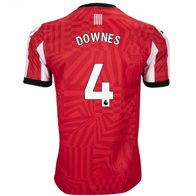Danxen Mujer Camiseta Flynn Downes #4 Rojo Blanco 1ª Equipación 2024/25 La Camisa México
