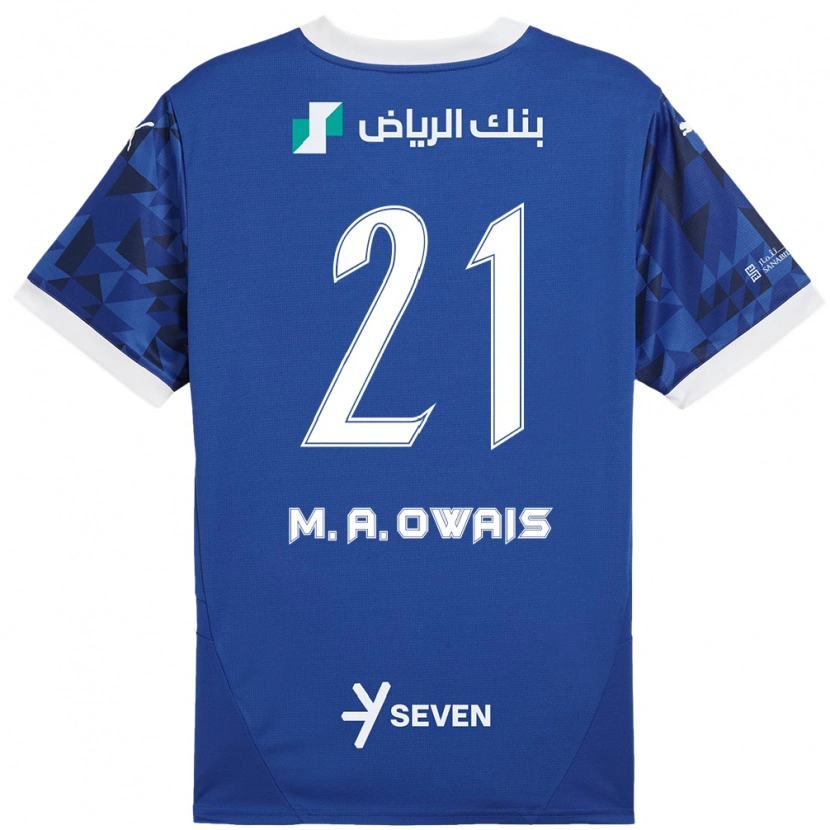 Danxen Mujer Camiseta Mohammed Al-Owais #21 Azul Oscuro Blanco 1ª Equipación 2024/25 La Camisa México