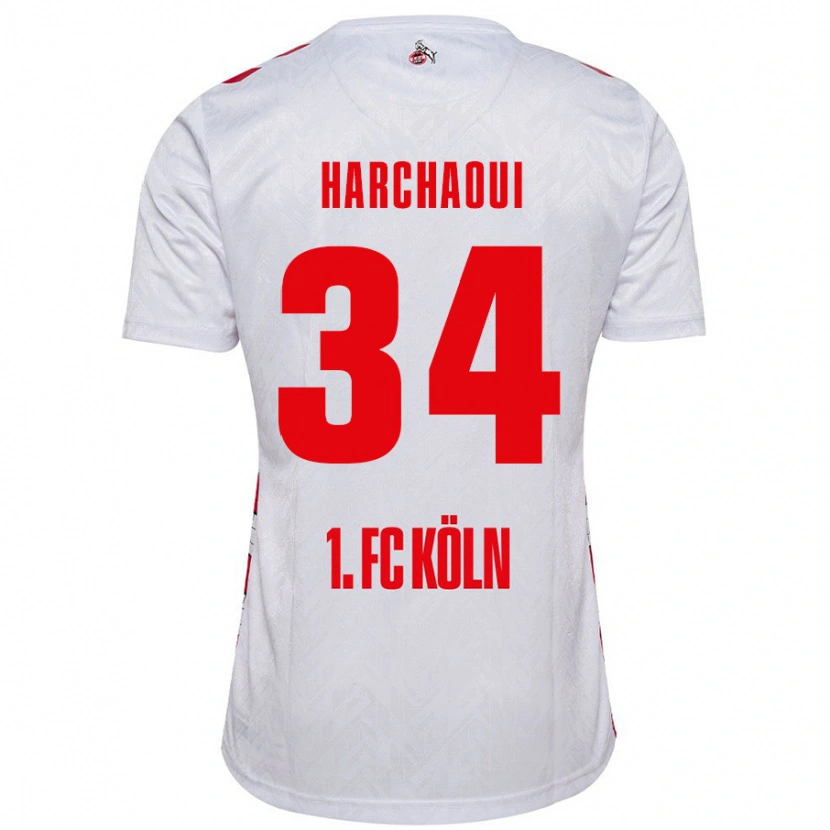 Danxen Mujer Camiseta Fayssal Harchaoui #34 Blanco Rojo 1ª Equipación 2024/25 La Camisa México