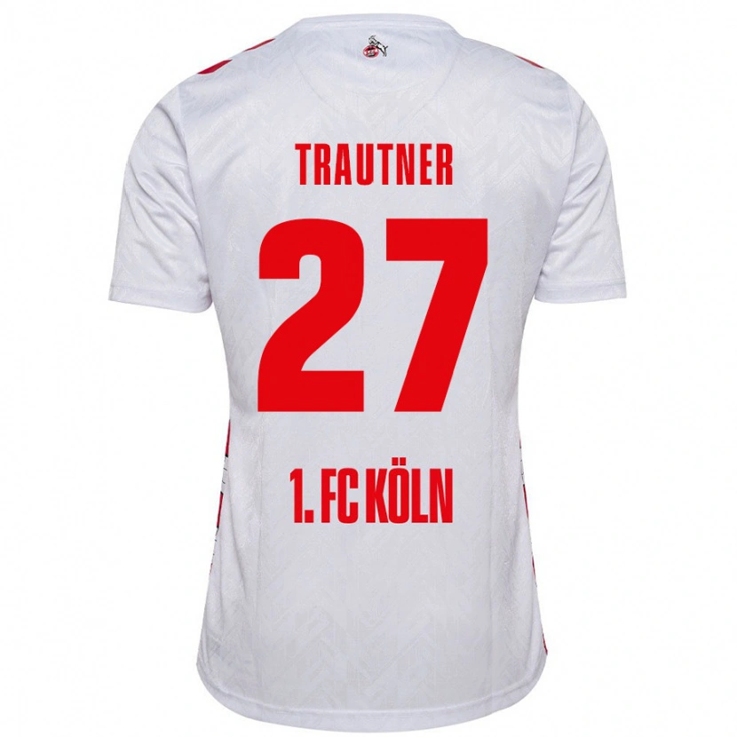 Danxen Mujer Camiseta Tobias Trautner #27 Blanco Rojo 1ª Equipación 2024/25 La Camisa México