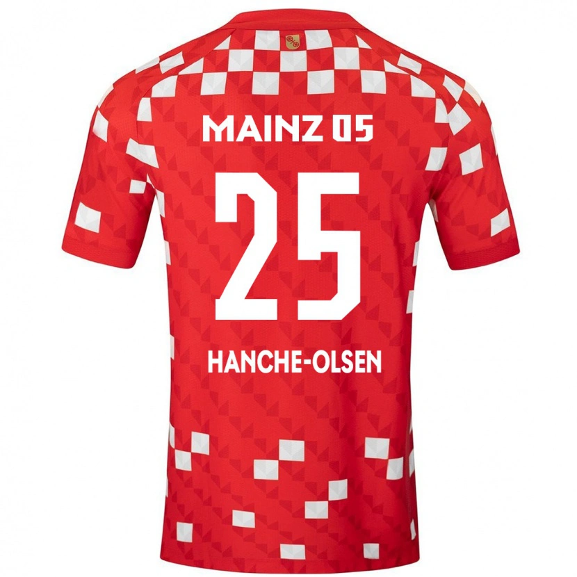 Danxen Mujer Camiseta Andreas Hanche-Olsen #25 Blanco Rojo 1ª Equipación 2024/25 La Camisa México