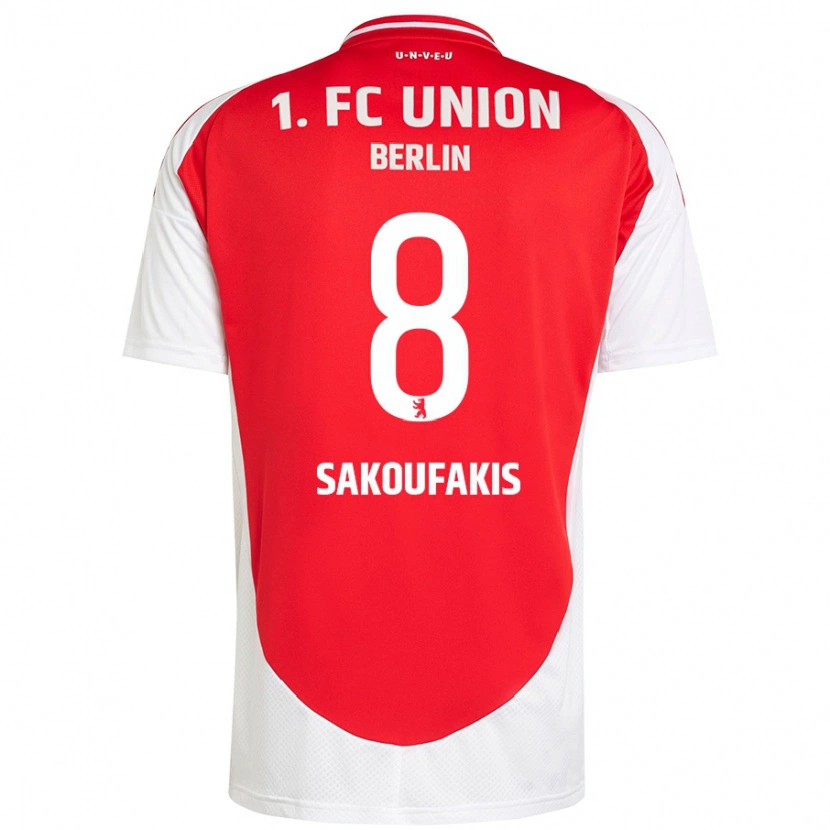 Danxen Mujer Camiseta Theodor Sakoufakis #8 Rojo Blanco 1ª Equipación 2024/25 La Camisa México