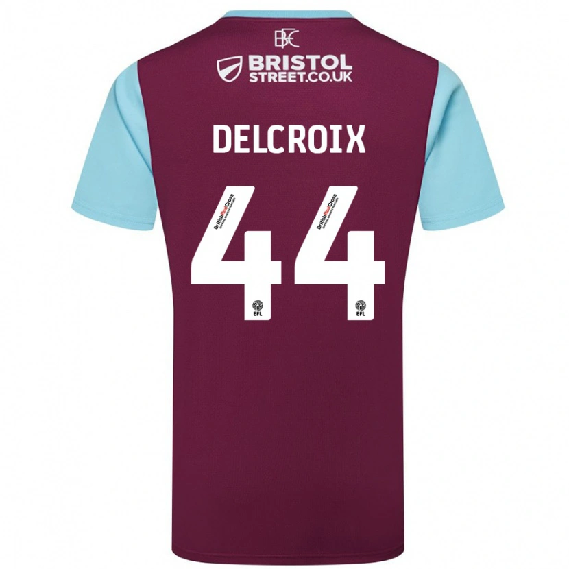 Danxen Mujer Camiseta Hannes Delcroix #44 Borgoña Azul Cielo 1ª Equipación 2024/25 La Camisa México