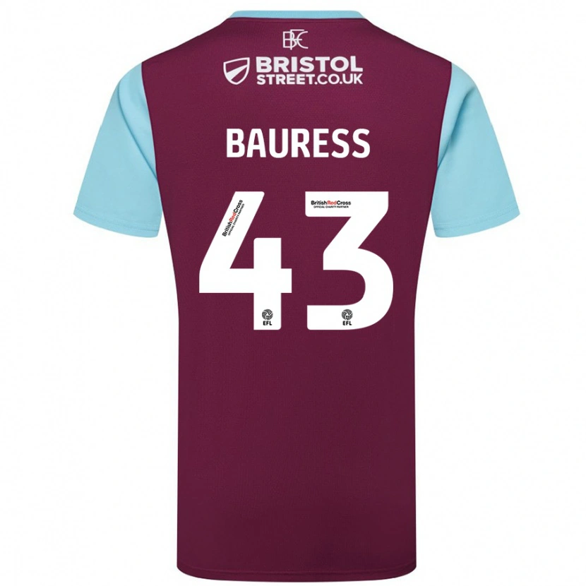 Danxen Mujer Camiseta Joe Bauress #43 Borgoña Azul Cielo 1ª Equipación 2024/25 La Camisa México