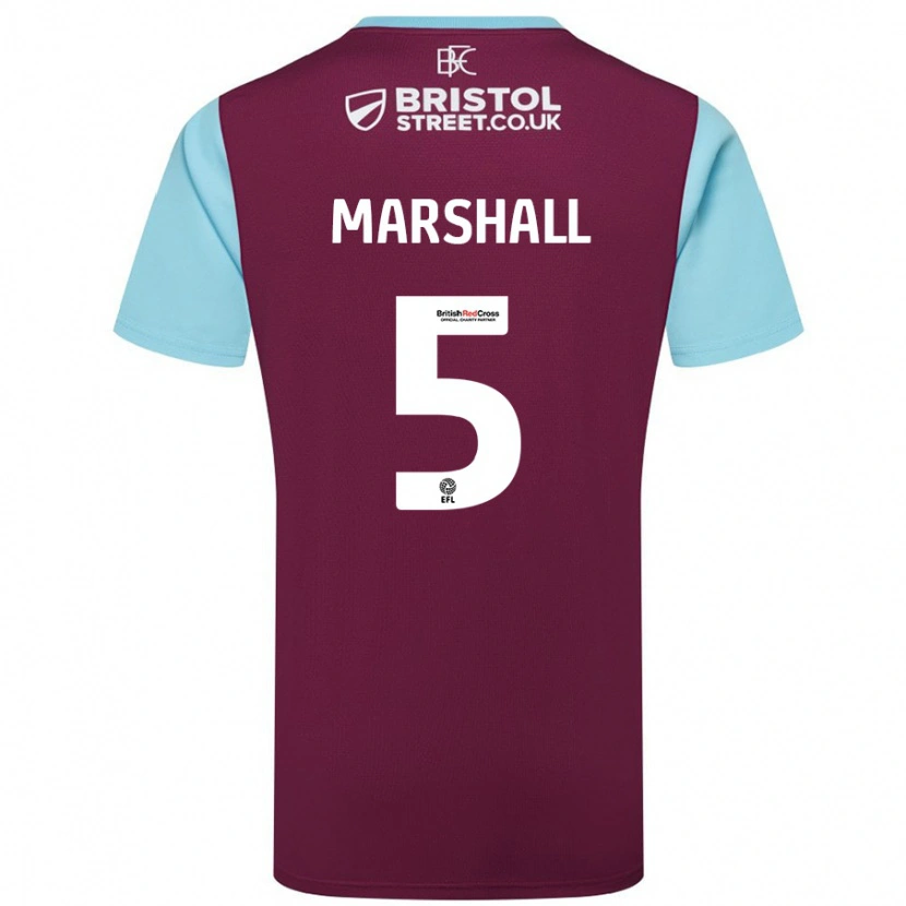 Danxen Mujer Camiseta Georgia Marshall #5 Borgoña Azul Cielo 1ª Equipación 2024/25 La Camisa México