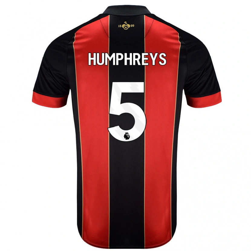 Danxen Mujer Camiseta Holly Humphreys #5 Rojo Negro 1ª Equipación 2024/25 La Camisa México