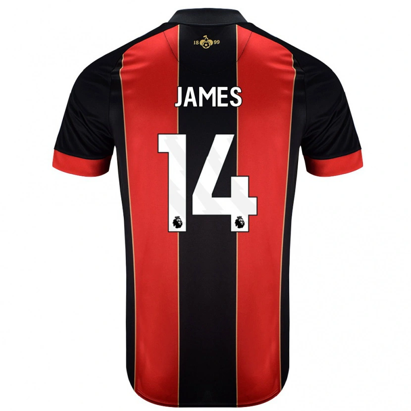 Danxen Mujer Camiseta Katie James #14 Rojo Negro 1ª Equipación 2024/25 La Camisa México