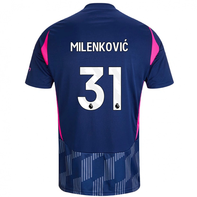 Danxen Mujer Camiseta Nikola Milenković #31 Azul Real Rosa 2ª Equipación 2024/25 La Camisa México
