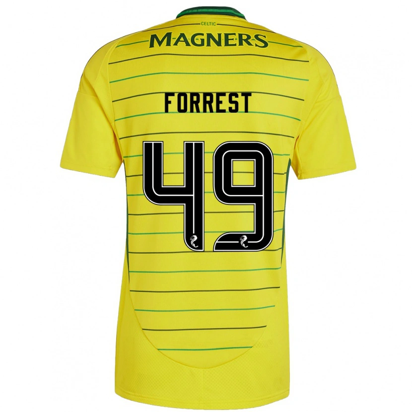 Danxen Mujer Camiseta James Forrest #49 Amarillo 2ª Equipación 2024/25 La Camisa México