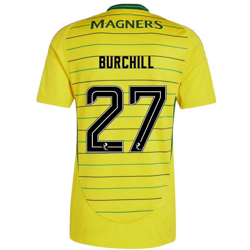 Danxen Mujer Camiseta Tiree Burchill #27 Amarillo 2ª Equipación 2024/25 La Camisa México