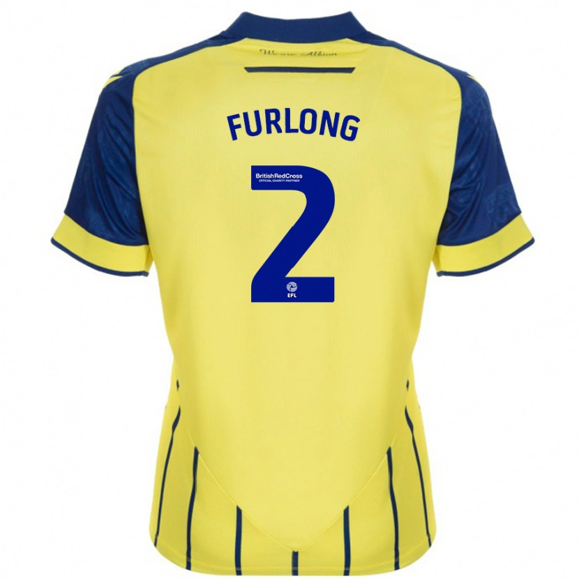 Danxen Mujer Camiseta Darnell Furlong #2 Amarillo Azul 2ª Equipación 2024/25 La Camisa México