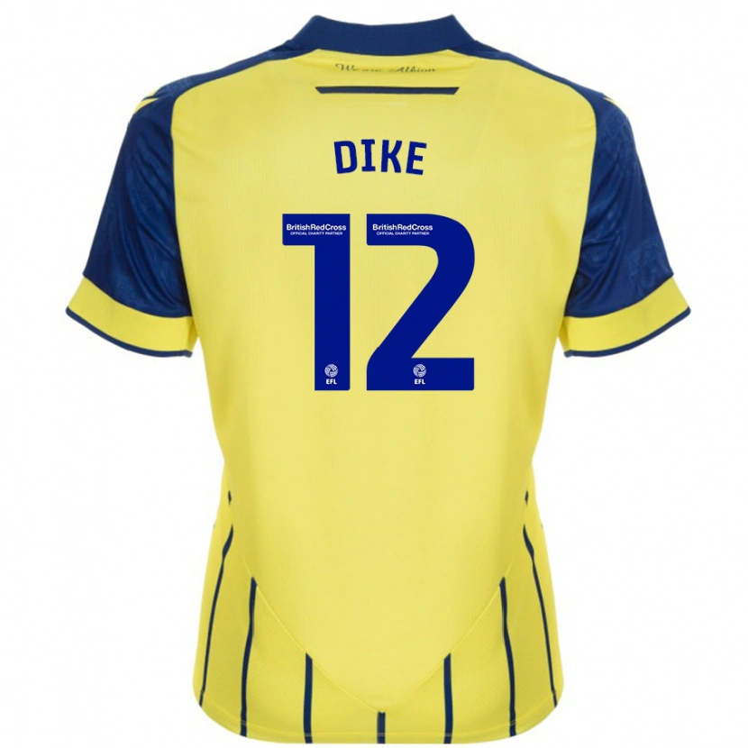 Danxen Mujer Camiseta Daryl Dike #12 Amarillo Azul 2ª Equipación 2024/25 La Camisa México