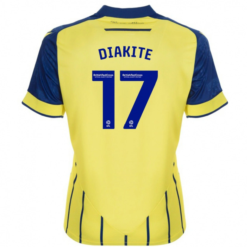 Danxen Mujer Camiseta Ousmane Diakité #17 Amarillo Azul 2ª Equipación 2024/25 La Camisa México