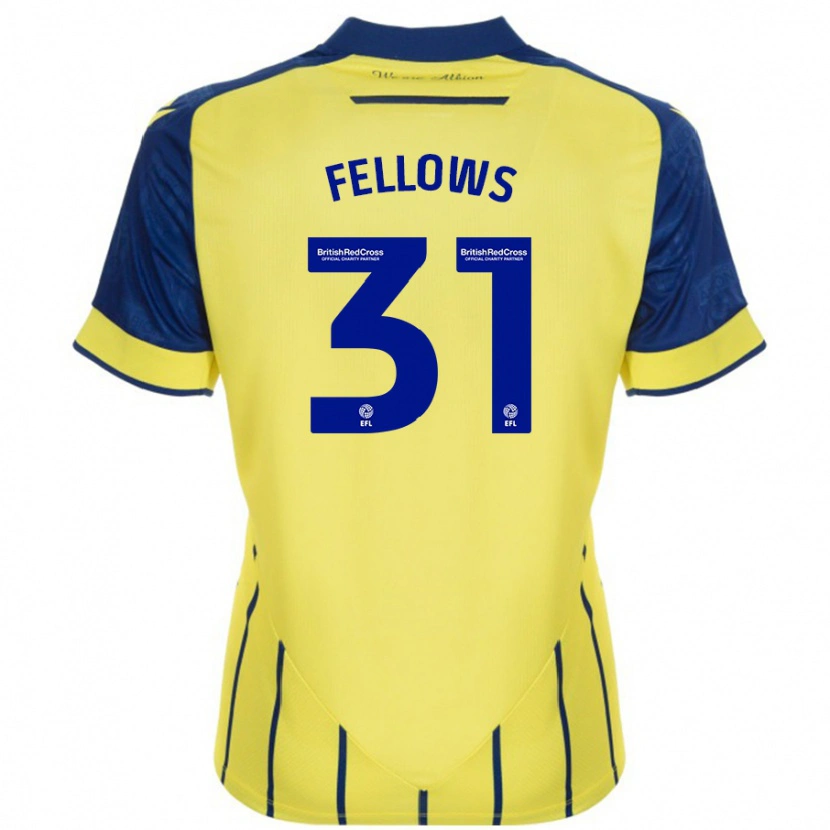 Danxen Mujer Camiseta Tom Fellows #31 Amarillo Azul 2ª Equipación 2024/25 La Camisa México
