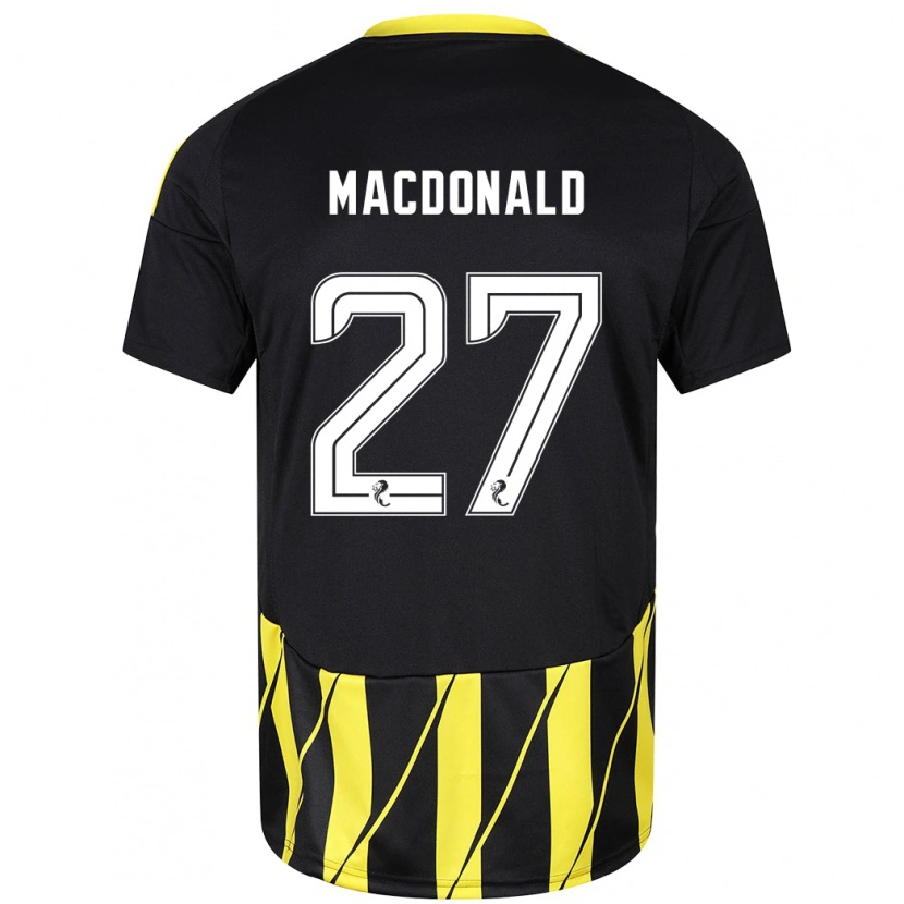 Danxen Mujer Camiseta Angus Macdonald #27 Negro Amarillo 2ª Equipación 2024/25 La Camisa México