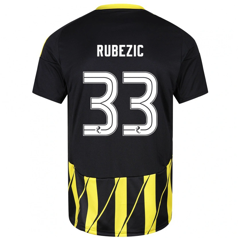 Danxen Mujer Camiseta Slobodan Rubezic #33 Negro Amarillo 2ª Equipación 2024/25 La Camisa México