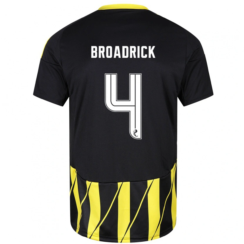 Danxen Mujer Camiseta Jessica Broadrick #4 Negro Amarillo 2ª Equipación 2024/25 La Camisa México